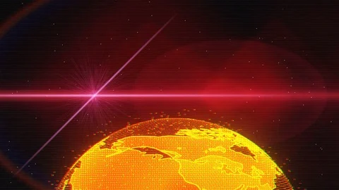 Interference Poor Signal Screen Transition Orange Earth Sun Flare Graphic Stock Footage 87637411