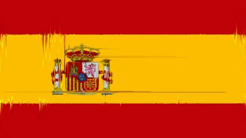 Interferences on SPAIN FLAG background, pixelated effect, Spanish screen Stock Footage 134361438