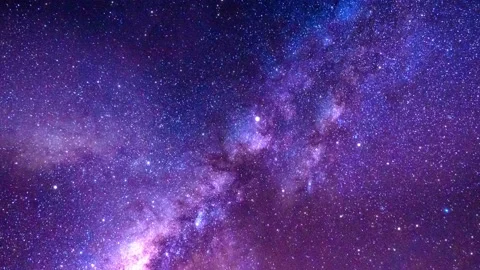 Intergalactic journey through purple clusters of stars and galaxies to the far 스톡 동영상 156412280