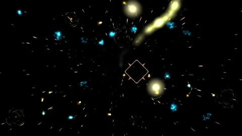 Intergalactic Space Battle with Explosions and Energy Blasts Video stock 303428835