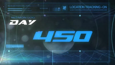 A Intergalactic space mission log counter HUD display blue Stock Footage 155302500