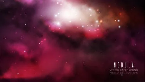 Intergalactic vector background with a bright colorfut nebula and stars. Fantasy Stock Illustration