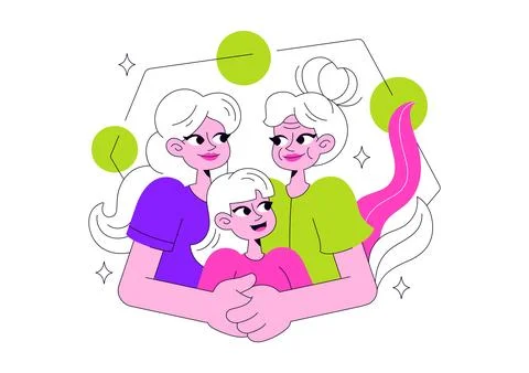 Intergenerational Bonding Vector Illustration Featuring Family Togetherness.. Stock Illustration