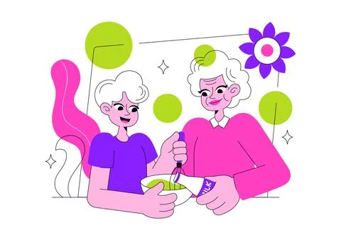 Intergenerational Bonding Vector Illustration Featuring Family Togetherness.. Stock Illustration