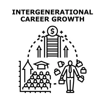 Intergenerational career growth path development concept Illustrazione stock