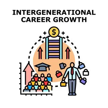 Intergenerational career growth path development concept Stock Illustration
