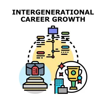 Intergenerational career growth path vector concept Illustration