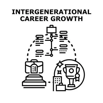 Intergenerational career growth path vector concept Stock Illustration