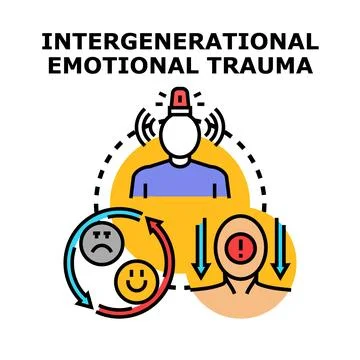 Intergenerational emotional trauma passing down family problems Stock Illustration