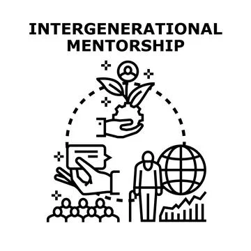 Intergenerational mentorship concept helping professional growth Stock Illustration