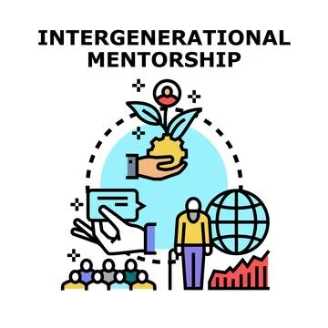 Intergenerational mentorship concept helping professional growth Stock Illustration