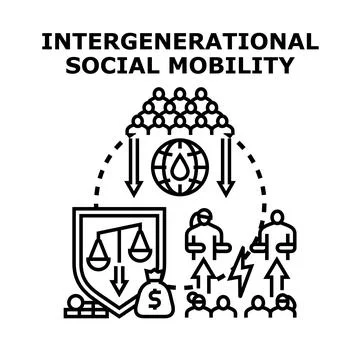 Intergenerational social mobility improving future life chances Stock Illustration