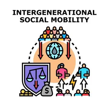 Intergenerational social mobility improving future life chances Stock Illustration