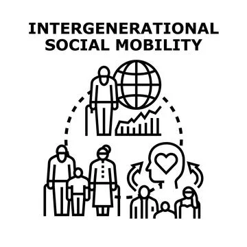 Intergenerational social mobility increasing opportunity concept Stock Illustration