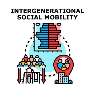 Intergenerational social mobility vector icon concept Stock Illustration