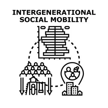 Intergenerational social mobility vector icon concept Stock Illustration