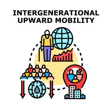 Intergenerational upward mobility concept vector illustration Stock Illustration