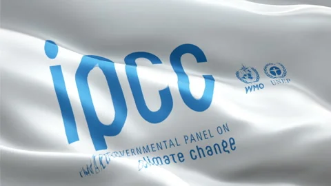 Intergovernmental Panel on Climate Change flag. 3d IPCC logo waving video. Logo Stock Footage 169983824