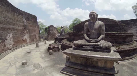 Interior of an abandoned ancient buddhist temple. sri lanka Stock Footage 25127885