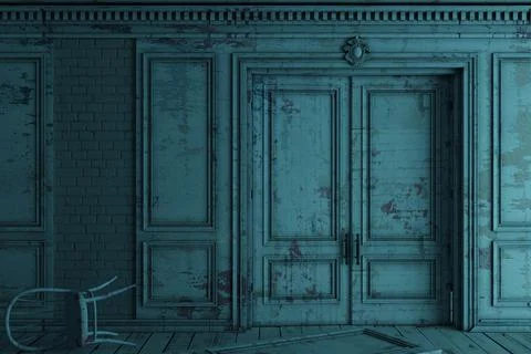 The interior of an abandoned ancient palace Stock-Illustration