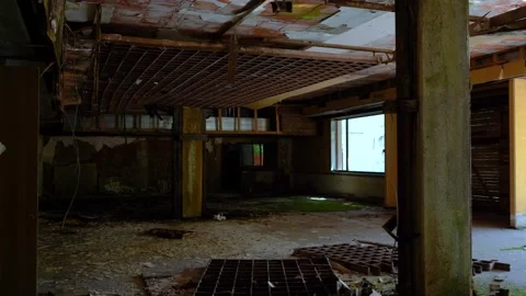 The interior of an abandoned and dilapidated hoteh Stock Footage 227900637