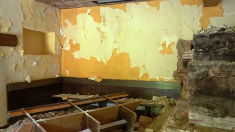The interior of an abandoned and dilapidated hotel Stock Footage 227900272