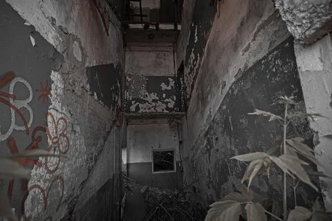 Interior Of Abandoned Building Stock Photos