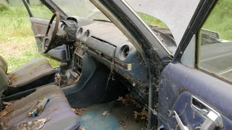 Interior of an abandoned car Stock Footage 63765748