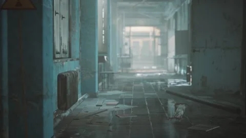 Interior of the abandoned soviet building Stock Footage 147199610