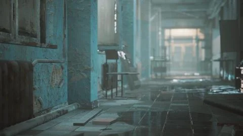 Interior of the abandoned soviet building Stock Illustration