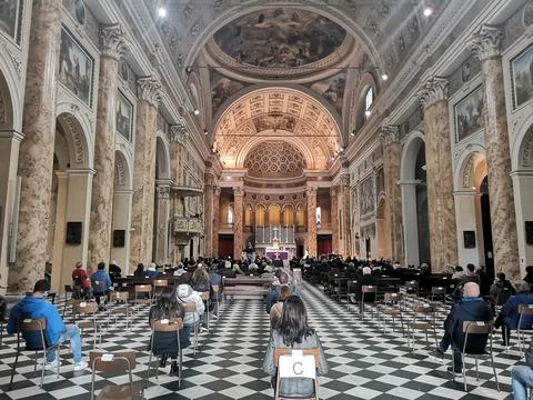 The interior of the Abbey of Piona Stock Photos