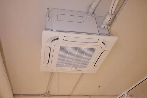 Interior air handling components view, Ceiling mounted air conditioning and Photos