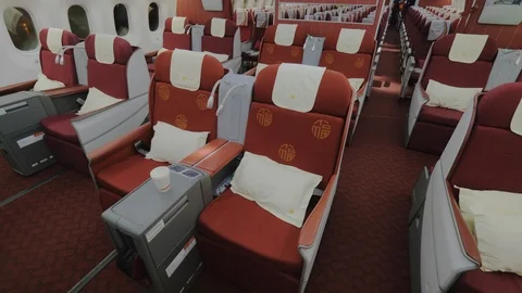 Interior of airplane business class Stock-Footage 100928855