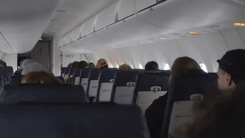 The interior of the airplane cabin Video stock 81068615