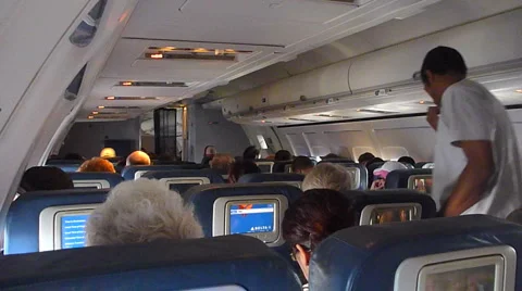 Interior Airplane Mid Flight 1 Stock Footage 978362