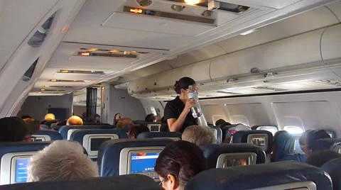 Interior Airplane Mid Flight 2 Stock Footage 978480