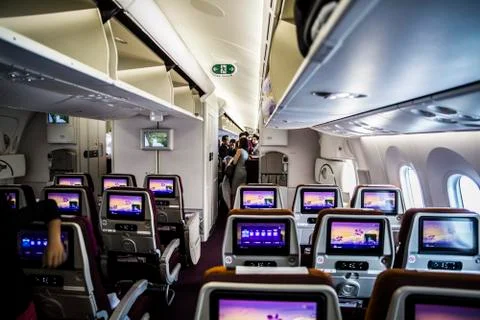 Interior of an airplane Stock Photos