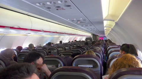 Interior airplane, point of view as passenger from coach seats 動画素材 50774436