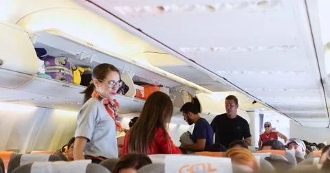 Interior Airplane, Point Of View As Passenger From Coach Seats 動画素材 68334805
