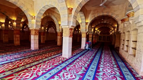 Interior of the Al Sahaba Mosque located in Sharm El Sheikh, Egypt muslim Stock Footage 332430146