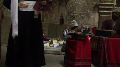 Interior of Ali Ebn-e Hamze Shrine, Shiraz, Iran Stock Footage 46786976