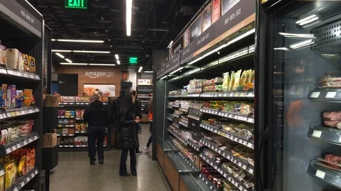 Interior of Amazon Go store in Seattle Stock Footage 85616867