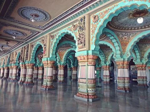 Interior  of amba palace karnataka Stock Photos