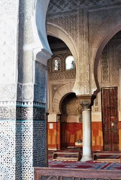 Interior ancient arab architecture, Morocco. Stock Photos