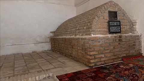Interior of an ancient brick tomb and mausoleum in Bukhara Stock Footage 335773394