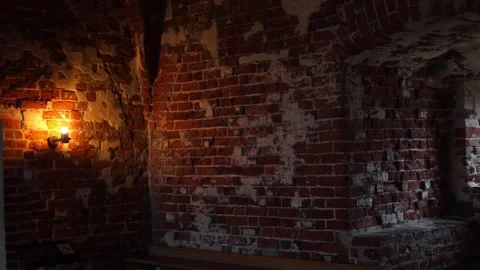 Interior of ancient castle rooms with stone walls 4K Stock Footage 321149265