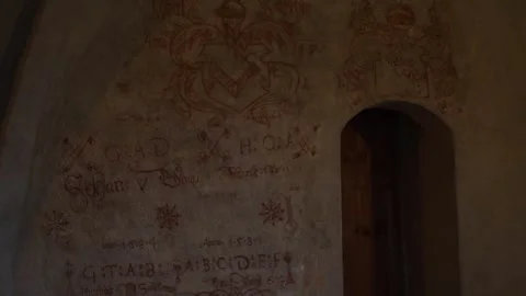 Interior of ancient castle rooms with stone walls 4K Stock Footage 321181840