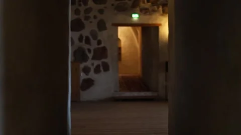 Interior of ancient castle rooms with stone walls 4K Video stock 321181849