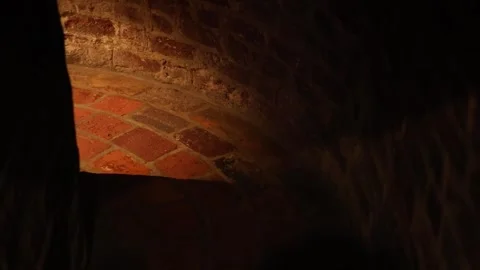 Interior of ancient castle rooms with stone walls 4K Stock Footage 321182401