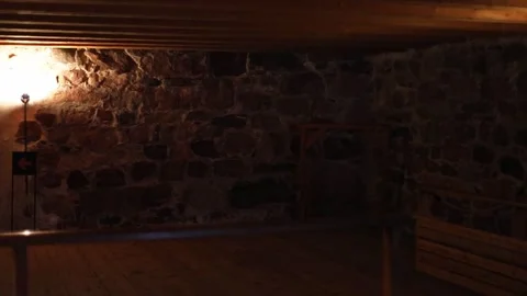 Interior of ancient castle rooms with stone walls 4K Stock Footage 321182447